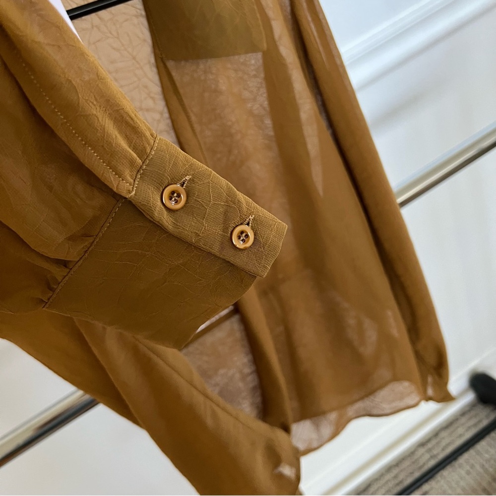 Long sleeve sheer open front with tie blouse - Picture 6 of 9